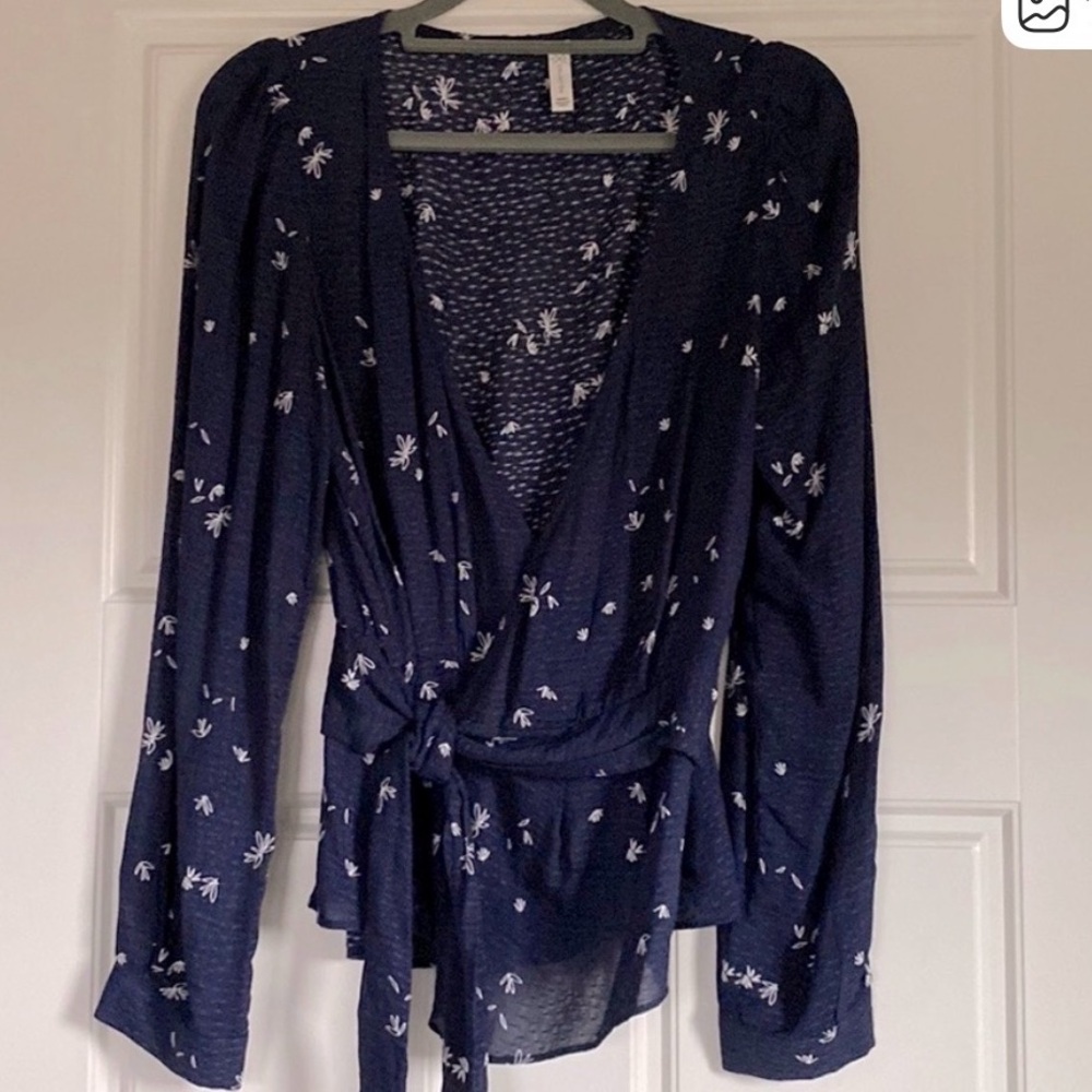 G F Collection Navy Wrap Shirt